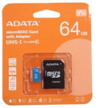 ADATA Premier 64GB U1,V30,A1,Class 10,FHD 100MB/s microSDXC UHS-I HAFIZA KARTI+ADAPTÖRLÜ